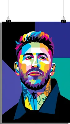 Zdjęcie produktu dla Plakat piłkarski - Plakat Sergio Ramos - Plakat sportowy - Plakat Pop Art - 51x71cm - Idealny do oprawienia w ramkę