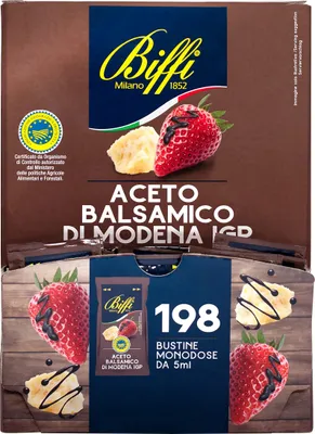 Produktbild von Biffi - Aceto Balsamico di Modena IGP - Balsamico-Essig aus Modena g.g.A. - Einzelportionen - 198 Einzelportionsbeutel zu je 5 ml