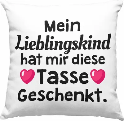 Produktbild von Trendation - Mutter Vater Deko-Kissen mit Füllung 40x40 mit Spruch Mein Lieblingskind Hat Mir Diese Deko-Kissen mit Füllung 40x40 Geschenkt (Rosa)