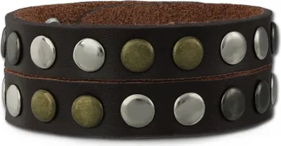 Image de SilberDream Bracelet en cuir et acier inoxydable Bracelet en acier inoxydable brun Hommes LAP088B