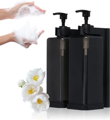 Zdjęcie produktu dla Dozowniki mydła, plastikowe, 2 sztuki, pojemność 500 ml, wielokrotnego napełniania, do łazienki