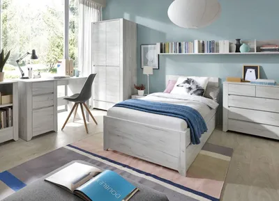 Immagine prodotto di Set per cameretta 6 pezzi in rovere bianco con letto e cassetto letto