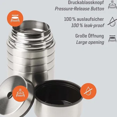 Image de Récipient isotherme en acier inoxydable de 1 000 ml pour les repas chauds et froids
