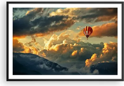 Produktbild von Gerahmtes Poster - Schwarzer Rahmen - Wolken Ballon Flug - 91,5x61 cm - Wand Bild - Wanddeko - Wandbilder - Kunstposter - Wandposter - Bilderrahmen - Bilder - Kunstdruck - Wandbild - P2BAA91x61-3791