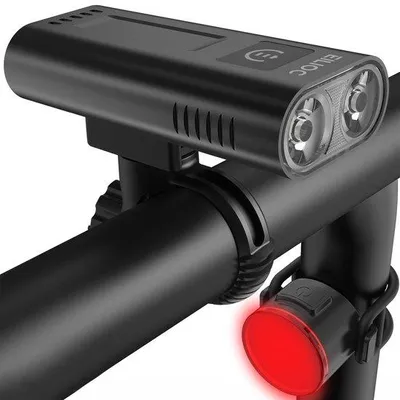 Productafbeelding van Fietslampen voor en achter, 6400 mAh, USB C, oplaadbaar fietslicht, superhelder 2400 lumen, waterdichte led-fietskoplamp en achterlicht