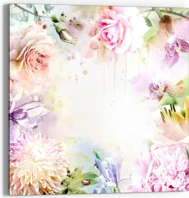 Produktbild von DEQOART Glasbild Echtglas 30x30 cm 'Zauberhaftes Blumenmeer' Wandbild Bild modern Deko