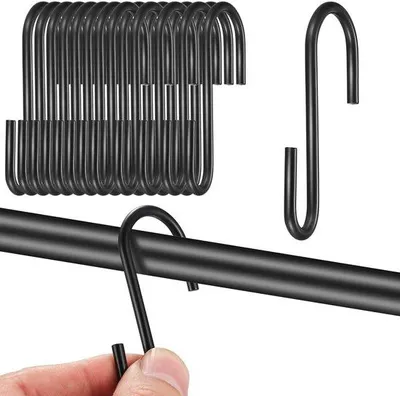 Immagine prodotto di Uniqoos® Set di 22 ganci a S neri in acciaio inossidabile, 6 cm – ganci salvaspazio per cucina, bagno e giardino