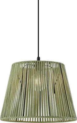 Zdjęcie produktu dla Zewnętrzna lampa wisząca czarna z zielonym sznurem IP44 - Cava Jayla