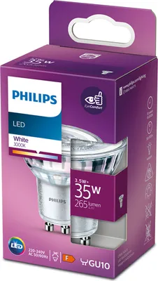 Produktbild von Philips Spot, 3,5 W, 35 W, GU10, 265 lm, 15000 h, Weiß