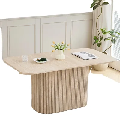 Obrázek produktu pro Jídelní stůl, moderní design, vhodný pro 4–6 osob, žlutá barva dřeva