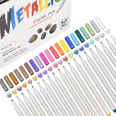 Produktbild von 20x Farben Acrylstifte für Steine Bemalen Permanent Wasserfest Metallic Marker Marker Stift Acrylstifte Lackstift diy