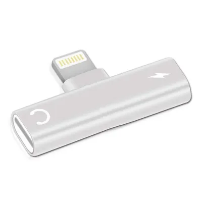 Produktbild von MMOBIEL Kopfhörer-Adapter Silber für iPhone, 2-in-1 Audio & Ladefunktion, 3.5mm Stecker, 28.3mm x 21.0mm x 6.6mm, integrierter Decoder-Chip, 48 KHz/24 Bit Audioqualität, 2.4A Schnellladung