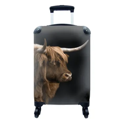 Produktbild von MuchoWow® Koffer Handgepäck Trolley Rollkoffer Kleine Reisekoffer mit 4 Rollen - Schottischer Highlander - Fell - Tier - Cabin Size < 55x40x23 cm & 55x40x20 cm - Fotokoffer - Kabinenkoffer - Boardgepäck - Reise-Box - Reisekoffer - Reisegepäck - Koffer mit Bild - Trolley für Kinder