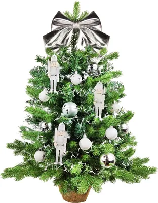 Produktbild von Geschmückter künstlicher Weihnachtsbaum SILVER SOLDIER 60 cm mit LED-BELEUCHTUNG IM TOPF