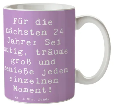 Produktbild von Mr. & Mrs. Panda Kaffeebecher Spruch 24. Geburtstag Mutig Träumen - Lavendeltraum - Geschenk, Geschenke, Kaffeetasse, Happy Birthday, Tasse, Geburtstagsgeschenk, Teetasse