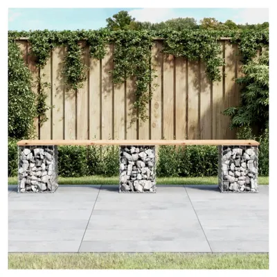 Produktbild von Gartenbank im Gabionen-Design, 203 x 31 x 42 cm, aus massivem Kiefernholz