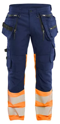 Produktbild von Blakläder High Vis Arbeitshose Stretch 1130, Farbe:Marineblau/Orange, Größe:C54