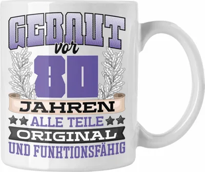 Produktbild von Trendation - 80. Geburtstag Tasse Geschenk Frauen Männer Spruch Gebaut Vor 80 Jahren (Weiß)