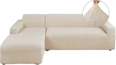 Produktbild von (Beige, 4-Sitzer-Sofa) Stretch-Sofabezug, Jacquard 3D Collection Stretch-Sofabezug, einteiliger formschlüssiger, waschbarer Schoner