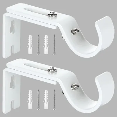Produktbild von Verstellbare Gardinenstangenhalter - Metallische Wandhalterungen für Vorhänge, 2 Stück