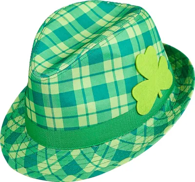 Produktbild von com-four® Fedora Hut St. Patrick´s Day - Grüne Kopfbedeckung mit irischem Kleeblatt - Irisches Kostümaccessoire für den St. Patrick's Day
