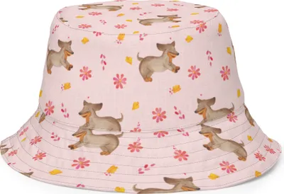Produktbild von Mr. & Mrs. Panda Sonnenhut Hund Dackel Größe S/M - Rosa - Geschenk, Herz, Anglerhut, Dachshund, Sprüche, Sommermütze, Fischerhut, Bucket Hat, Wanderhut