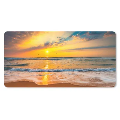 Produktbild von MuchoWow® Mauspad Mousepad Sonnenuntergang - Strand - Meer - Wolken - Orange 60x30 cm - Mousepads - Maus Mat - Pad - Mausunterlage - Nachhaltig