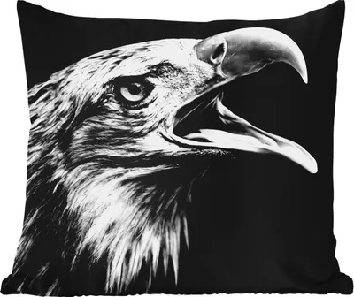 Produktbild von MuchoWow® Outdoor Kissen - Adler - Porträt - Raubvögel - Schwarz - Weiß - Vogel - 60x60 cm - Wetterfest - Lounge Kissen - Dekoration - Schlaf Kissen