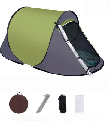 Produktbild von Automatik-Schnellaufbauzelt 190T Silberbeschichtung UV-Schutz wasserdicht 1-2 Personen Campingzelt