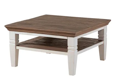 Image de MASSIVMOEBEL24 | Table Basse TOULOUSE #112 Bois de Manguier Laqué Blanc - 85x85x45