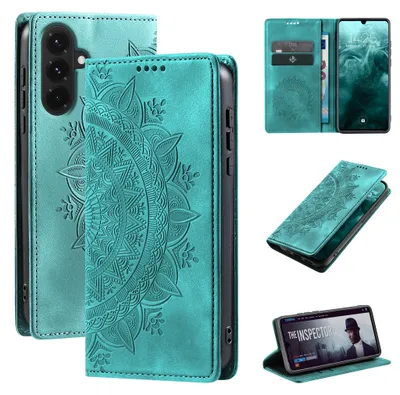 Produktbild von Mandala Handyhülle für Samsung Galaxy A18 / A18 5G RFID Schutz Klapphülle Case Cover Design Schutzhülle Farbe: Türkis