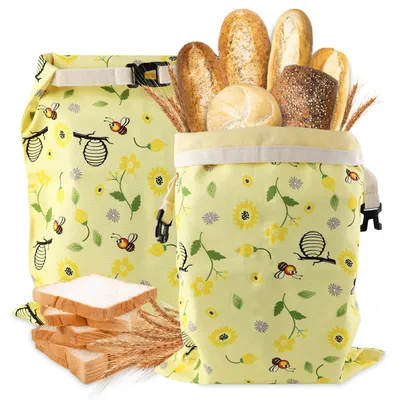 Image de Lot de 2 sacs réutilisables en cire d'abeille, grande taille