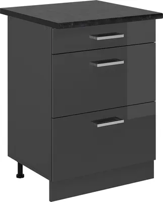 Obrázok produktu pre Kuchynská spodná skrinka Vicco R-Line Antracit vysoký lesk 60 cm so zásuvkami, AP antracit, Model 53692