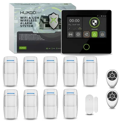 Produktbild von HUXGO Funk Alarmanlage Haus WLAN & GSM 4G Set 9x Bewegungsmelder, 1x Türsensor, TUYA App HXA502 B