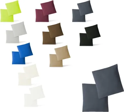 Produktbild von Jersey Kissenbezug Hülle 2 Sparpack Set mit Reißverschluss  hochwertige Qualität 40 x 40 cm anthrazit