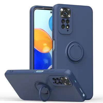 Custodia PEIYE Per Xiaomi Redmi Note 13 5G, Silicone Morbido Con Anello Rotante 360° E Supporto Magnetico Per Auto, Blu