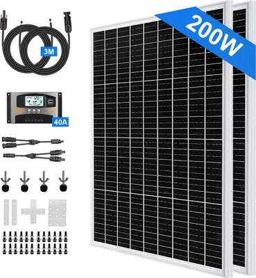 Produktbild von 200W Solarpanel Kit 2x100W Solar Set 12V Monokristallin Solaranlage 40A Laderegler
