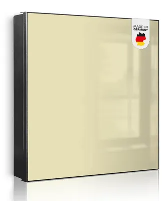 Produktbild von banjado Schlüsselkasten aus Metall, 30x30cm groß mit 32 Haken, als Magnettafel nutzbar, Korpus schwarz, Anschlag rechts, Beige [SKG1-0022]