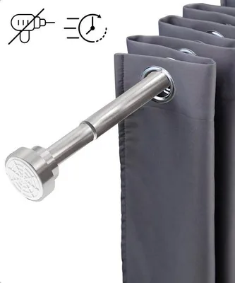Imagen del producto de Unyqoos® Barra de cortina extensible y retráctil, autoadjustable, de 125 a 220 cm, acero inoxidable, color plateado