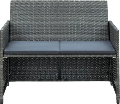 Produktbild von vidaXL 2-Sitzer-Gartensofa mit Polstern Grau Poly Rattan