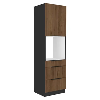 Produktbild von Kondela Schrank für Einbaubackofen Menzo 60 DPS-210 3S1F - Schwarz / Walnuss