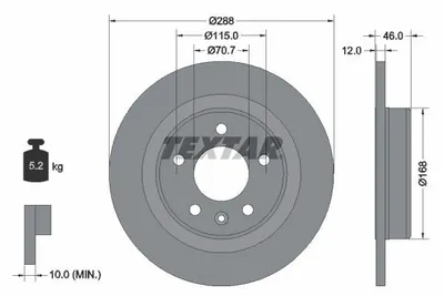 Obrázek produktu pro 2 zadní brzdové kotouče Textar pro Opel Insignia