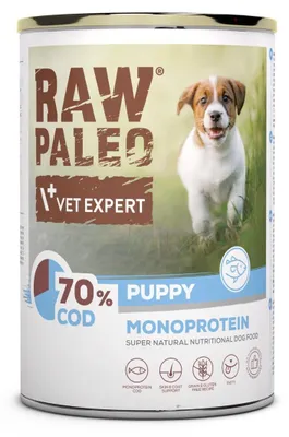 Produktbild von Raw Paleo Puppy Monoprotein 400g Nassfutter für Welpen mit Kabeljau