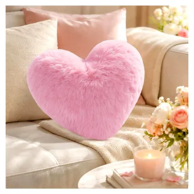 Produktbild von Herzkissen für Wohnzimmer, Schlafzimmer und Bett, Geschenkidee (Rosa)