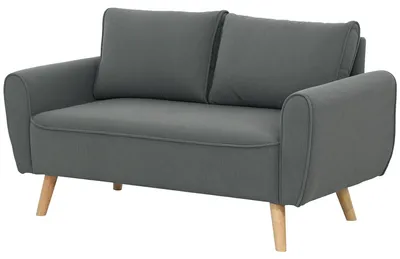 Produktbild von 2-Sitzer-Couch, Zweisitzer-Sofa mit Cordbezug, abnehmbaren Rückenkissen, Dunkelgrau  |  bis 240 kg  |  Sitzhöhe 54 cm  |  145 x 75 x 78 cm