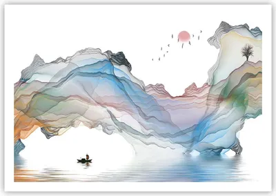 Produktbild von Poster - Poster ohne Rahmen - Wellen Berge Fee - 100x70 cm - Wand Bild - Wanddeko - Wandbilder - Kunstposter - Wandposter - Bilder - Kunstdruck - Wanddekoration - Wandbild - P2XAA100x70-4684