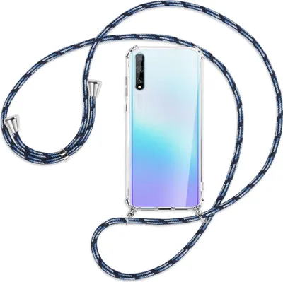 Produktbild von Handykette Backcover-Schutzhülle mit Band (Metall silberfarben) für Huawei P Smart S // Enjoy 10s / Y8p - Blautöne