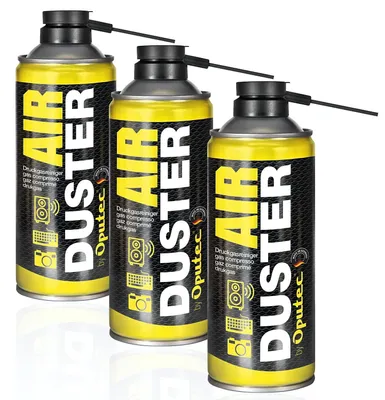 Produktbild von Oputec 3x 400ml Druckluftspray Air Duster Tastatur Reiniger Druckluftreiniger für PC, Laptop, Kamera, Drucker mit Sprührohr