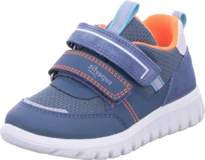 Zdjęcie produktu dla Superfit Sport 7 Mini 0062038070 chłopięce, trampki, niebieskie/pomarańczowe, mieszanka materiałów - buty dziecięce, rozmiar 18-26, niebieskie, skóra/syntetyk/włóknina 