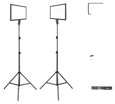 Obrázek produktu pro LED video světlo, s nastavitelnou intenzitou, kompaktní design, 2 kusy, stativ 1,5 m